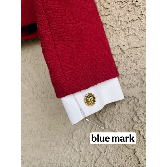 ZARA Red Boucle Textured Blazer Jacket w/ Detachable White Cuffs NWT *Flawed - Picture 10 of 16